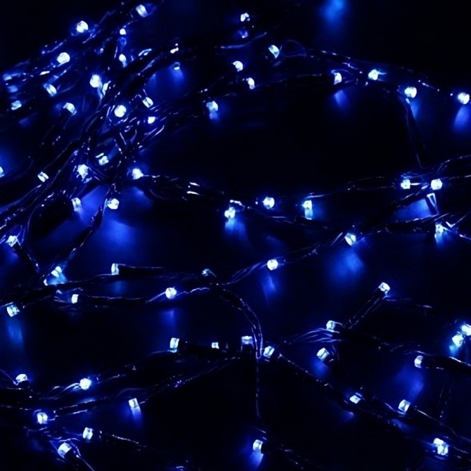 Гирлянда ECOLA LED 220V IP20 Нить 6м 100Led Синяя Blue 8 режимов, прозр.провод с вилкой N2YB06ELC